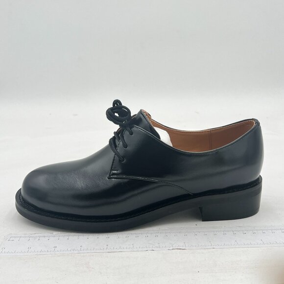 Shoes - Black Leather Classic Lace up Oxford Low Heel Round Toe Casual Dress Pump Shoes